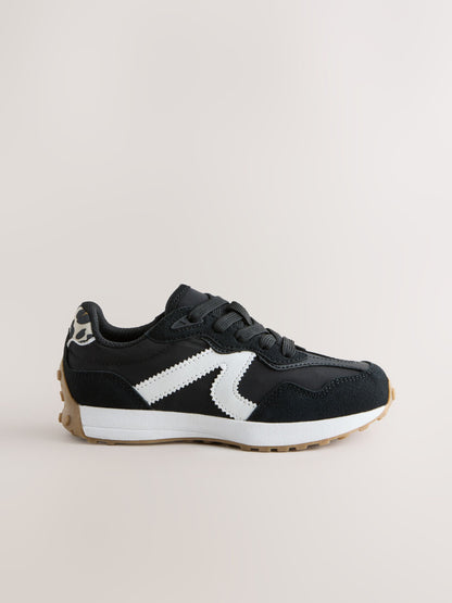 Black/White Lace-Up Lifestyle Trainers image 3