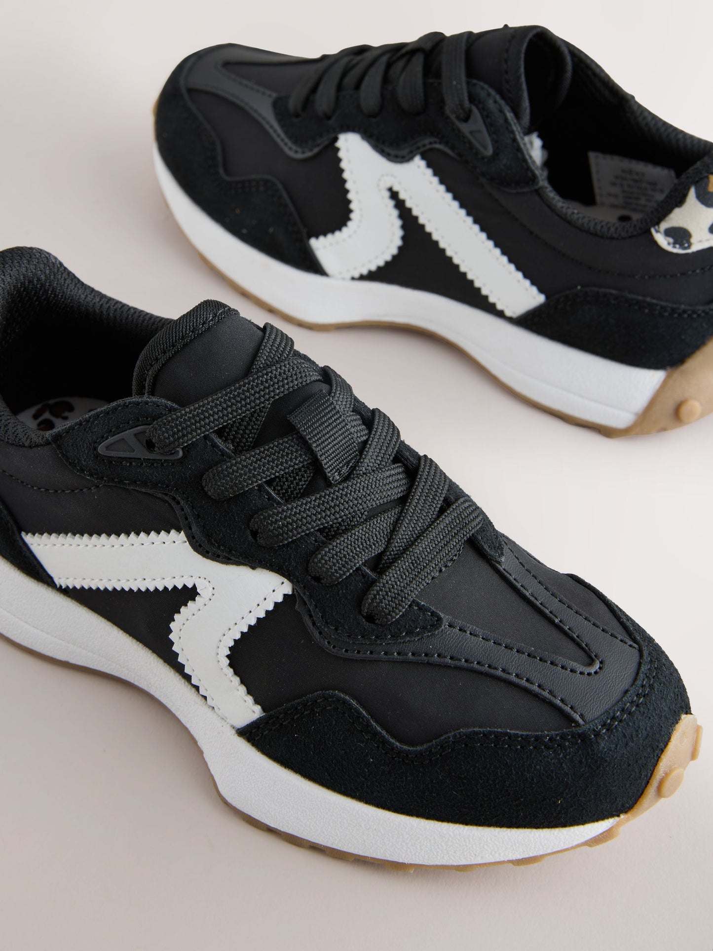 Black/White Lace-Up Lifestyle Trainers image 4