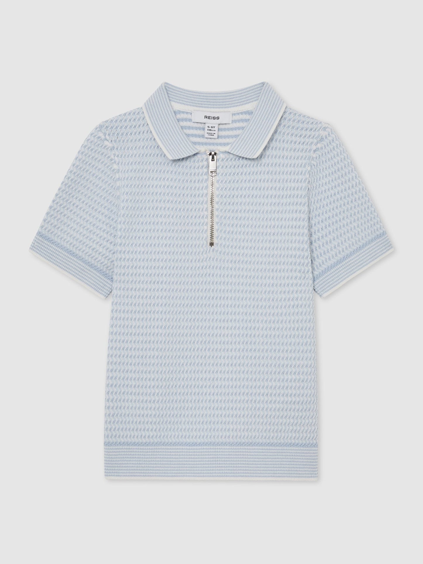 Dsiney Kidz - Reiss Ice Blue Brink 3-9 yrs Textured-Knit Half-Zip Polo Shirt image 2
