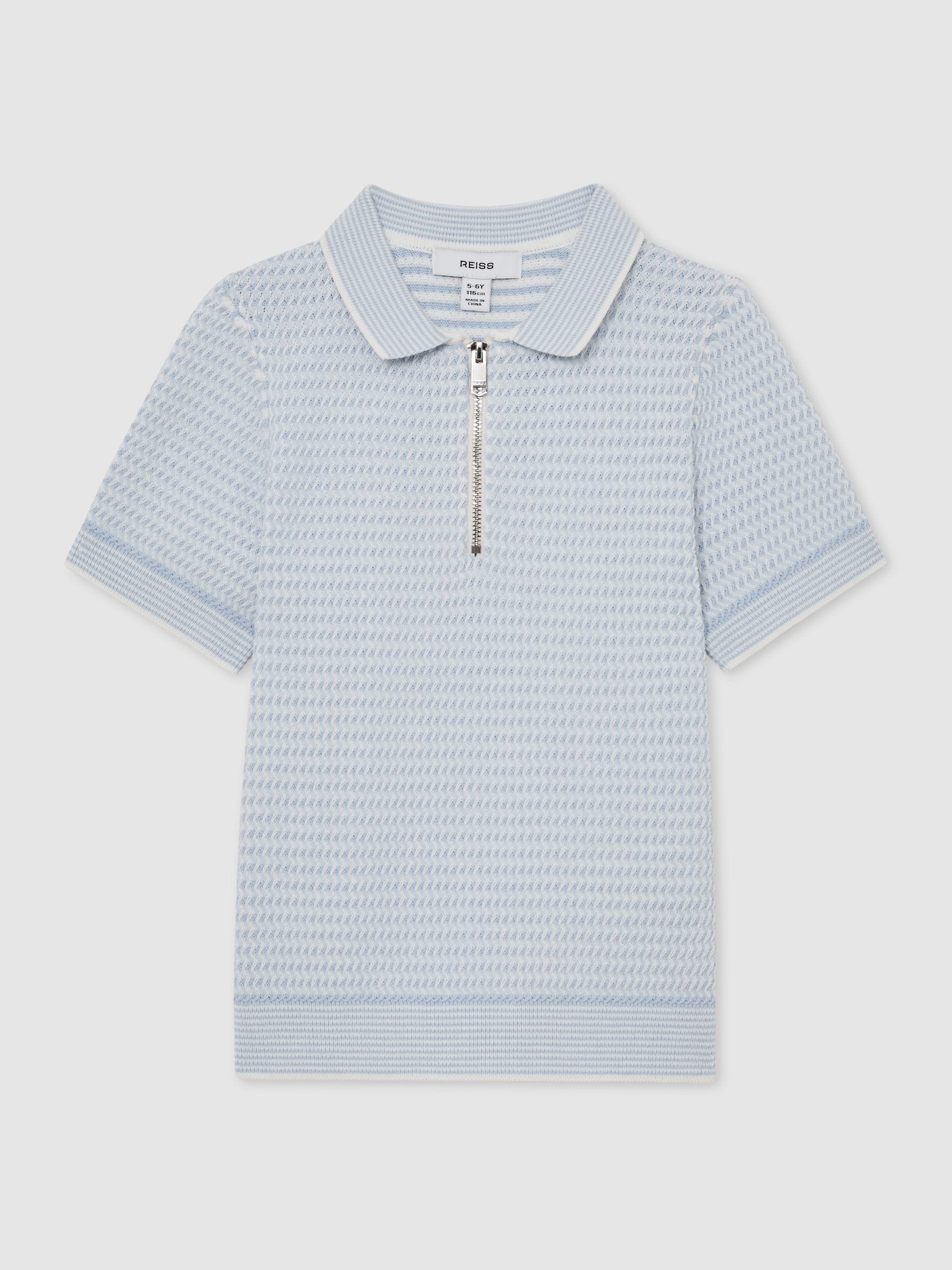 Dsiney Kidz - Reiss Ice Blue Brink 3-9 yrs Textured-Knit Half-Zip Polo Shirt image 2