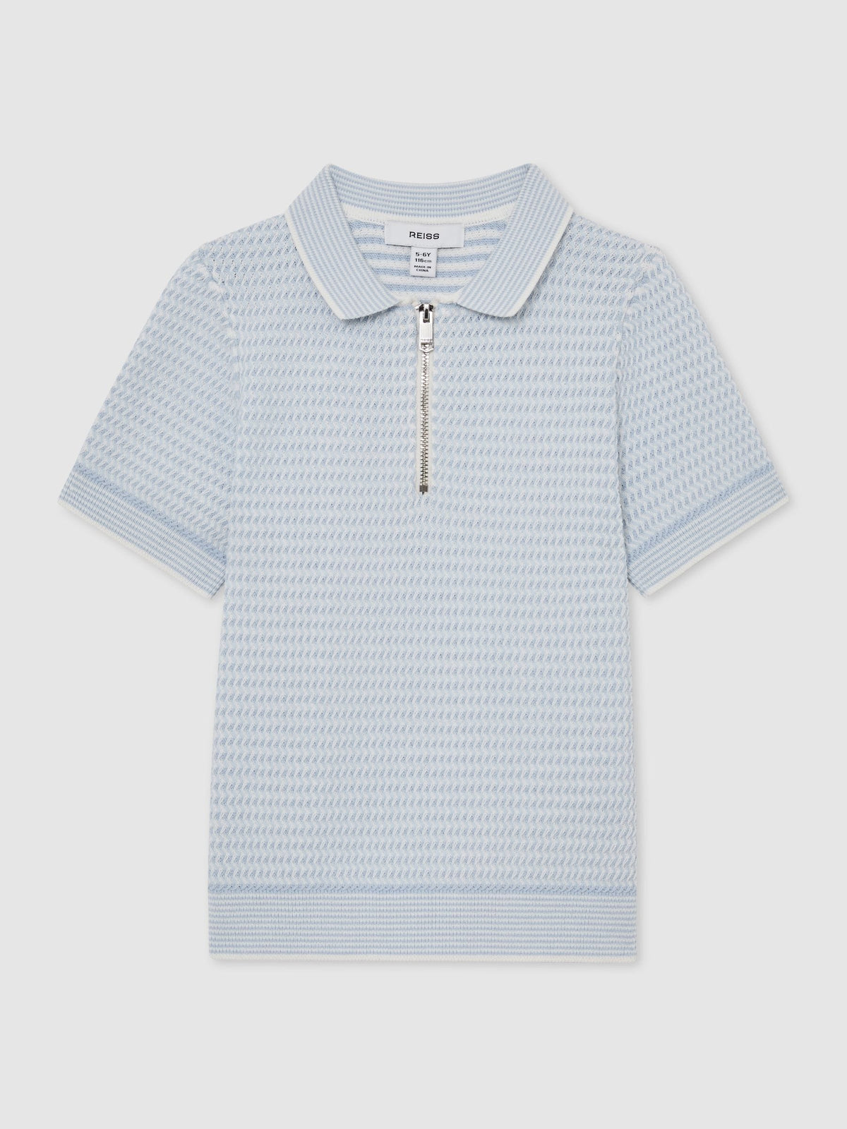 Dsiney Kidz - Reiss Ice Blue Brink 3-9 yrs Textured-Knit Half-Zip Polo Shirt image 2