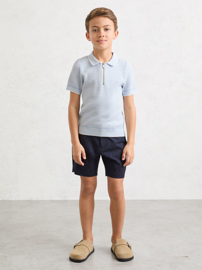 Dsiney Kidz - Reiss Ice Blue Brink 3-9 yrs Textured-Knit Half-Zip Polo Shirt image 3