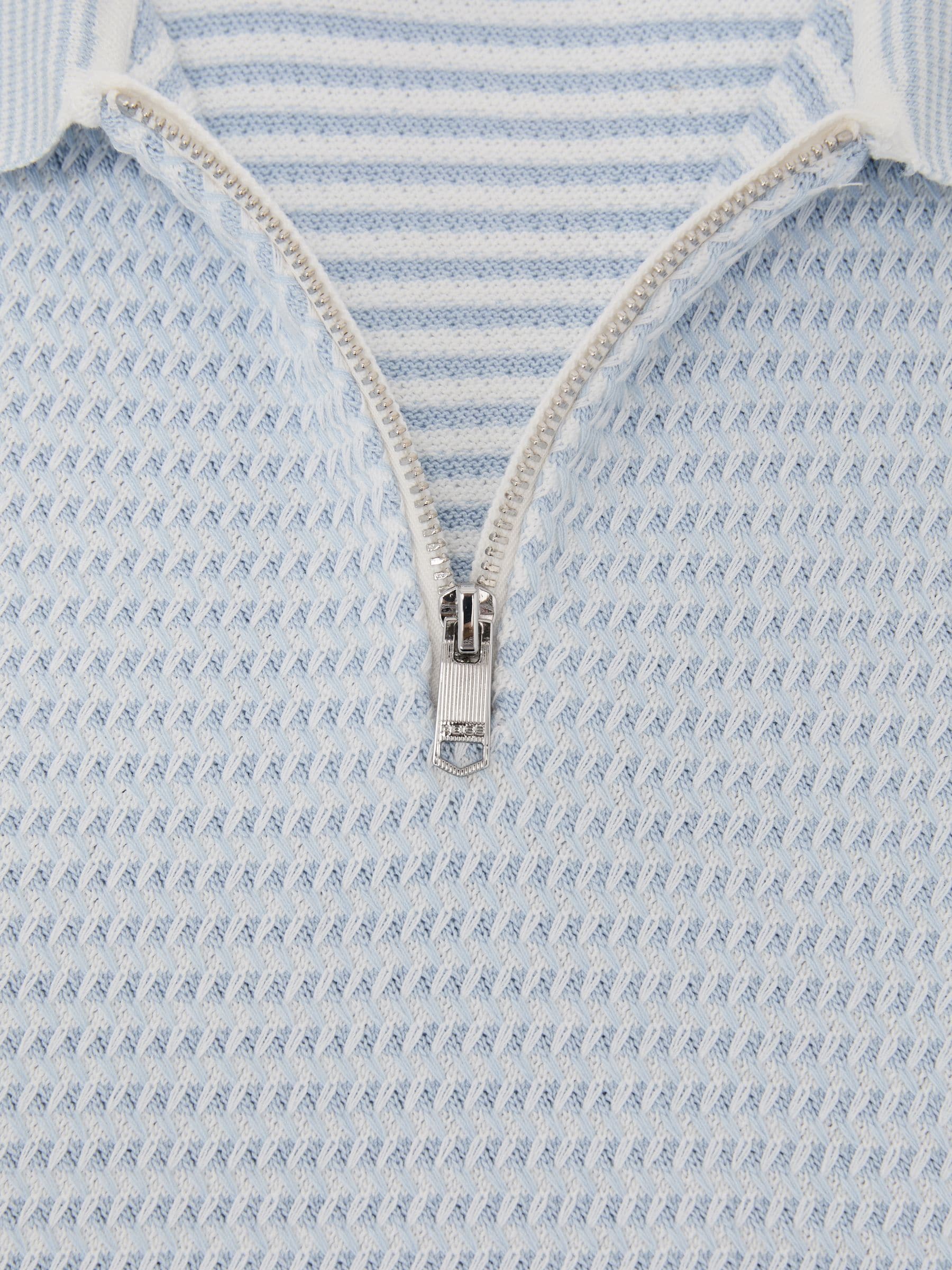 Dsiney Kidz - Reiss Ice Blue Brink 3-9 yrs Textured-Knit Half-Zip Polo Shirt image 4