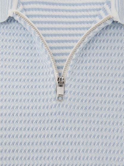 Dsiney Kidz - Reiss Ice Blue Brink 3-9 yrs Textured-Knit Half-Zip Polo Shirt image 4