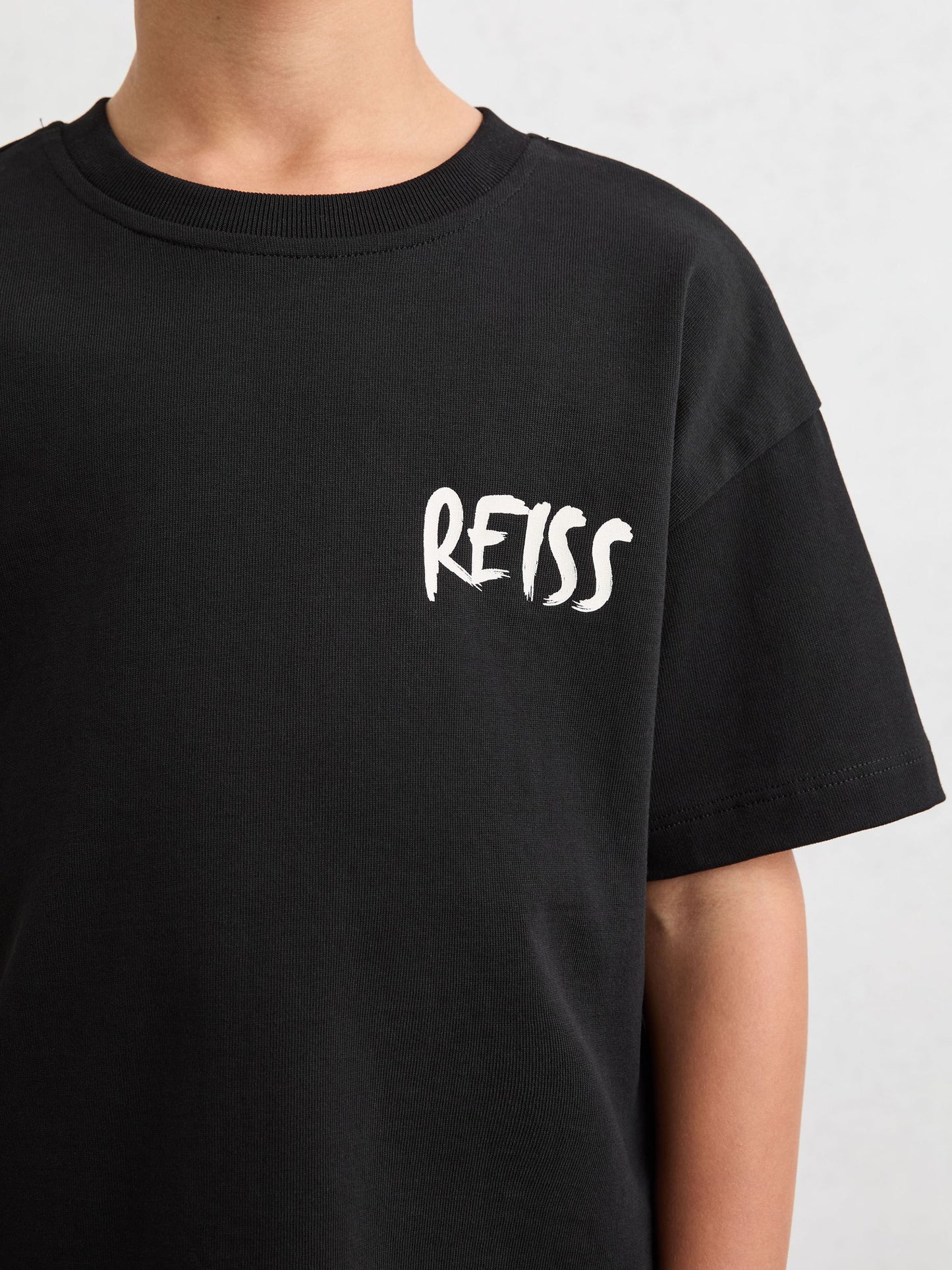 Reiss Black Abbott 3-9 yrs Cotton Relaxed Logo-Print T-Shirt image 4