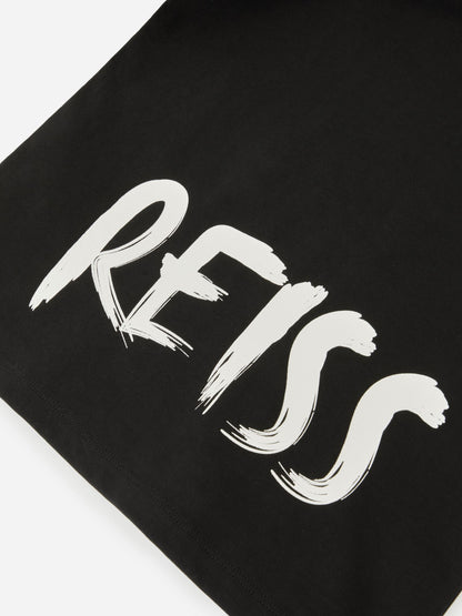 Reiss Black Abbott 3-9 yrs Cotton Relaxed Logo-Print T-Shirt image 5