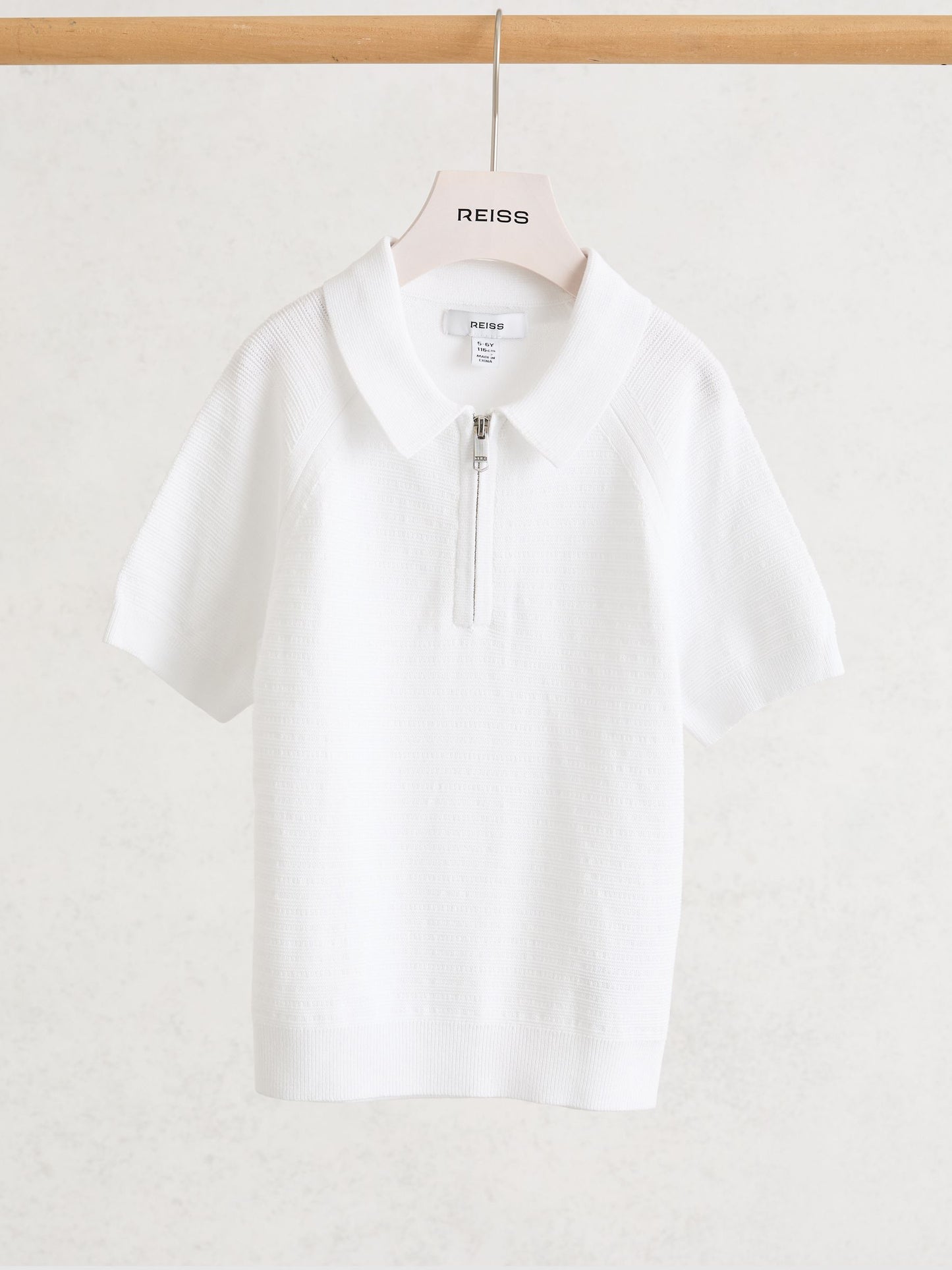 Dsiney Kidz - Reiss Optic White Estate 9-13 yrs Textured-Knit Half-Zip Polo Shirt image 2