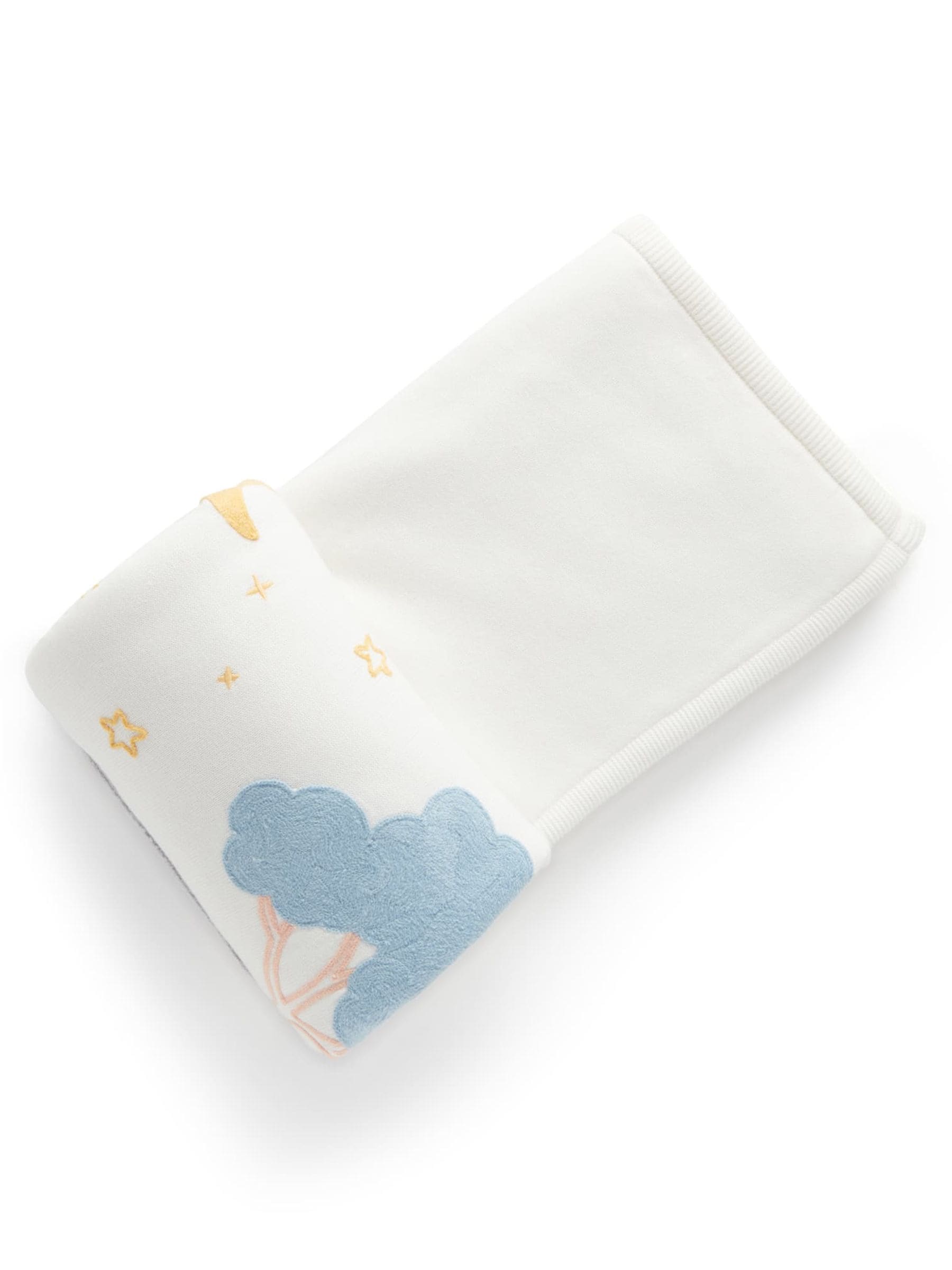 Purebaby Natural Embroidered Lined Blanket image 1
