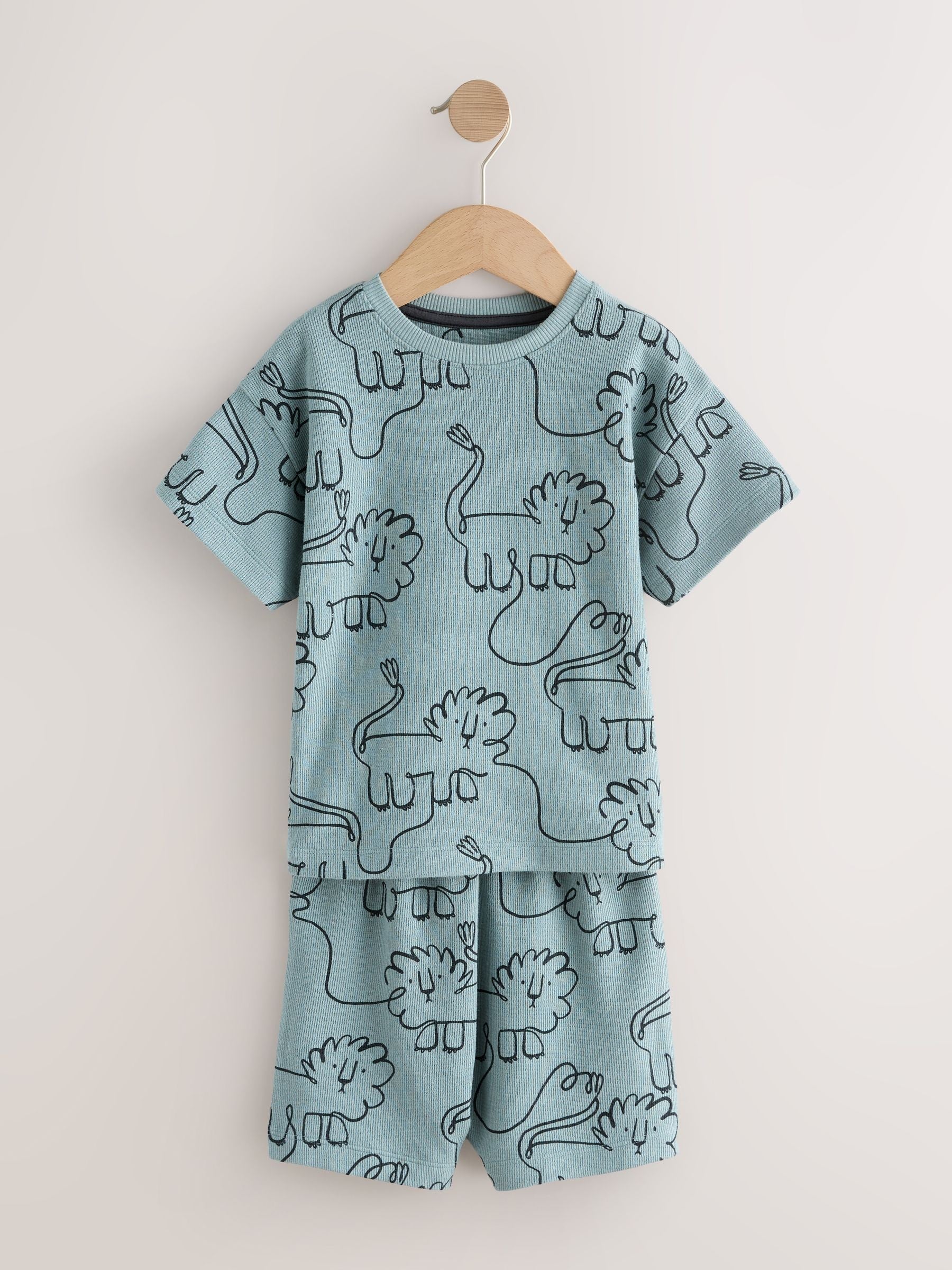 Blue/Grey Linear Print Short Pyjamas 3 Pack (9mths-10yrs) image 6