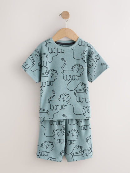 Blue/Grey Linear Print Short Pyjamas 3 Pack (9mths-10yrs) image 6