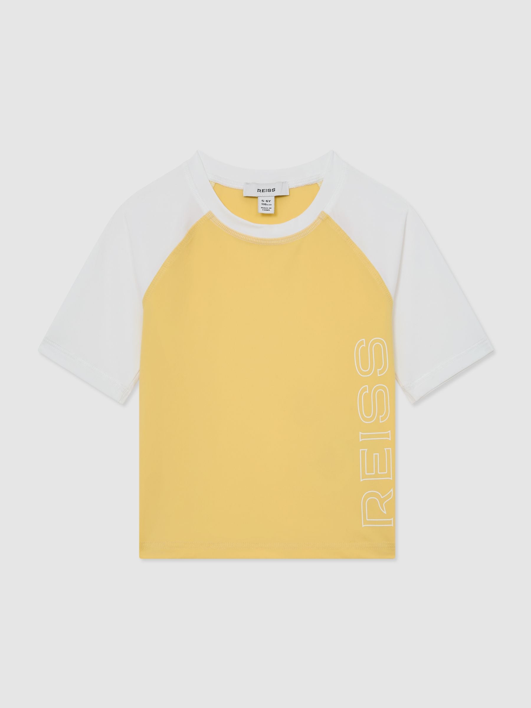 Reiss Yellow Baskin 13-14 yrs Colour-Block Logo Rash Top image 1