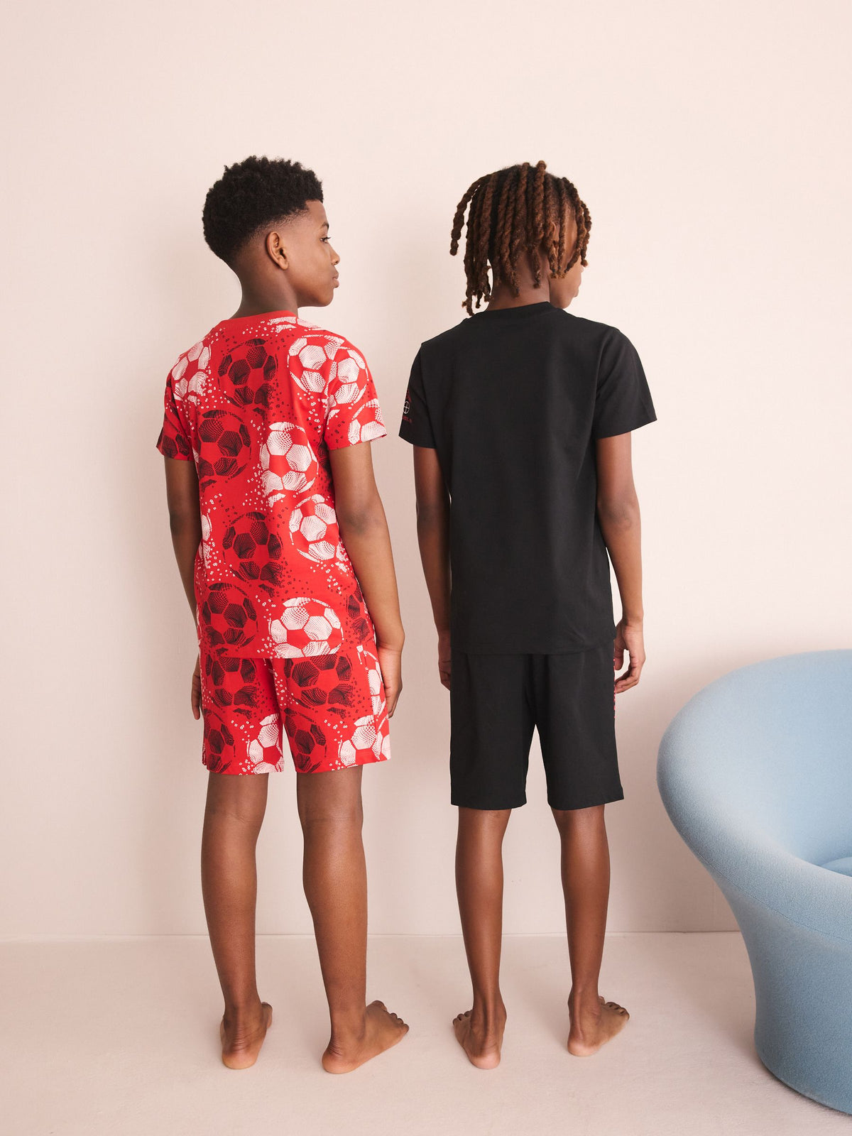 Red/Black Football Short Pyjamas 2 Pack (4-14yrs) - image 3