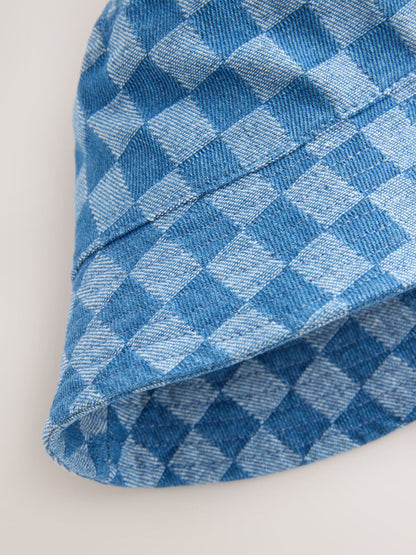 Blue Denim Checkerboard Bucket Hat (3mths-13yrs) image 2