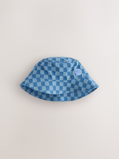 Blue Denim Checkerboard Bucket Hat (3mths-13yrs) image 1