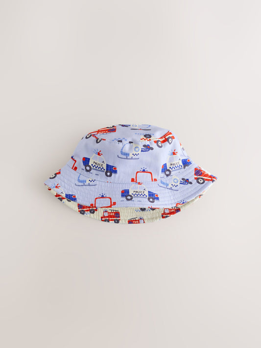 Red/White/Blue Emergency Vehicles Reversible Bucket Hat (3mths-16yrs) image 3