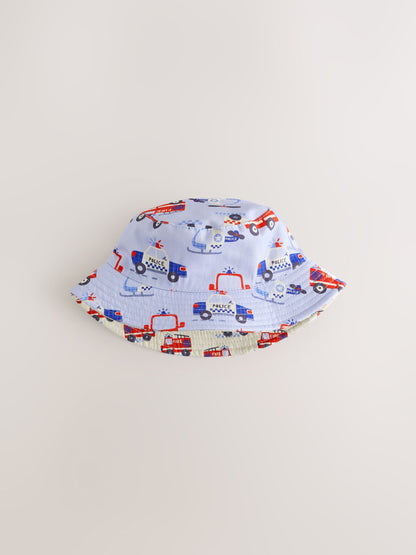 Red/White/Blue Emergency Vehicles Reversible Bucket Hat (3mths-16yrs) image 2