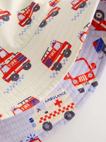 Red/White/Blue Emergency Vehicles Reversible Bucket Hat (3mths-16yrs) image 4