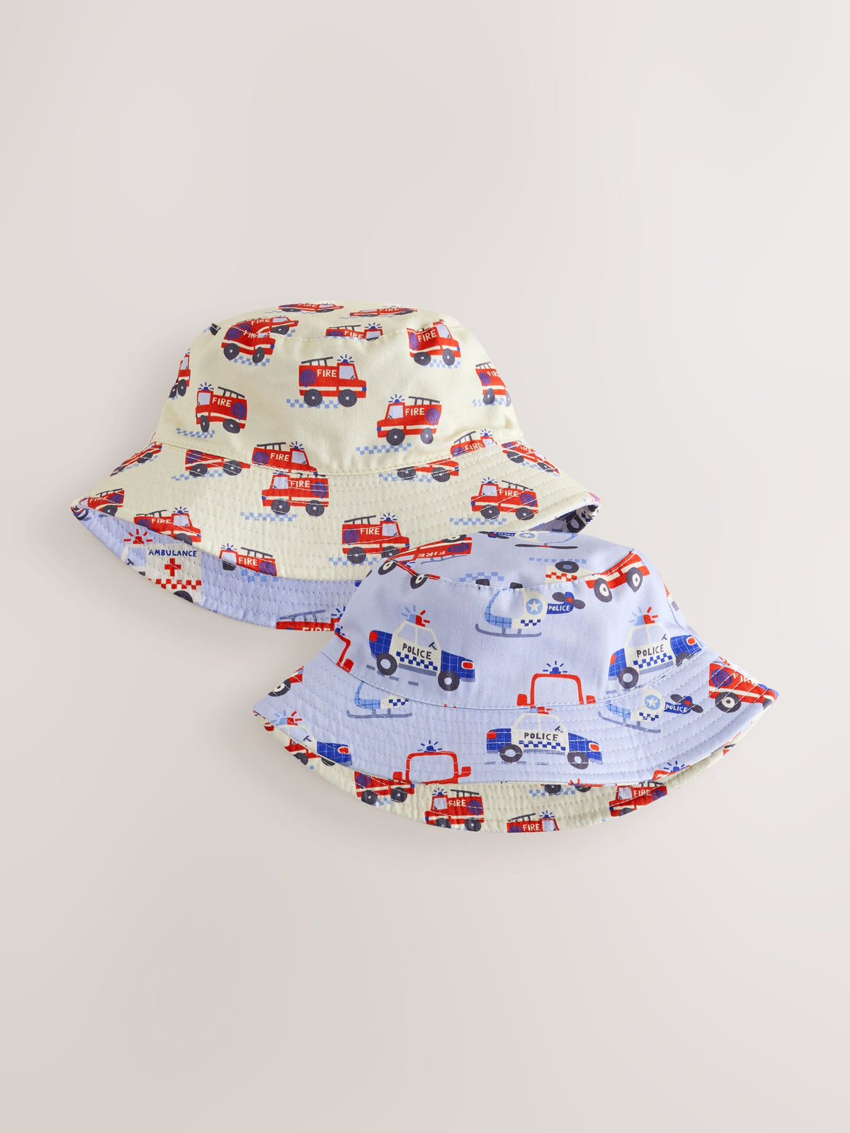 Red/White/Blue Emergency Vehicles Reversible Bucket Hat (3mths-16yrs) image 1