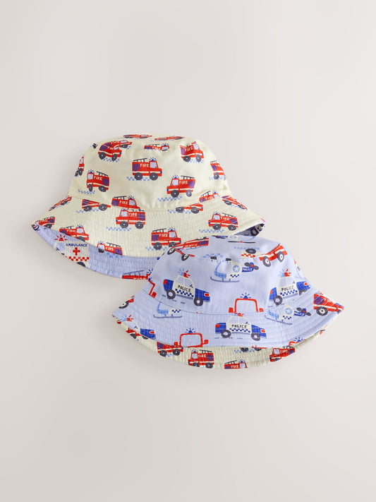 Red/White/Blue Emergency Vehicles Reversible Bucket Hat (3mths-16yrs) image 1