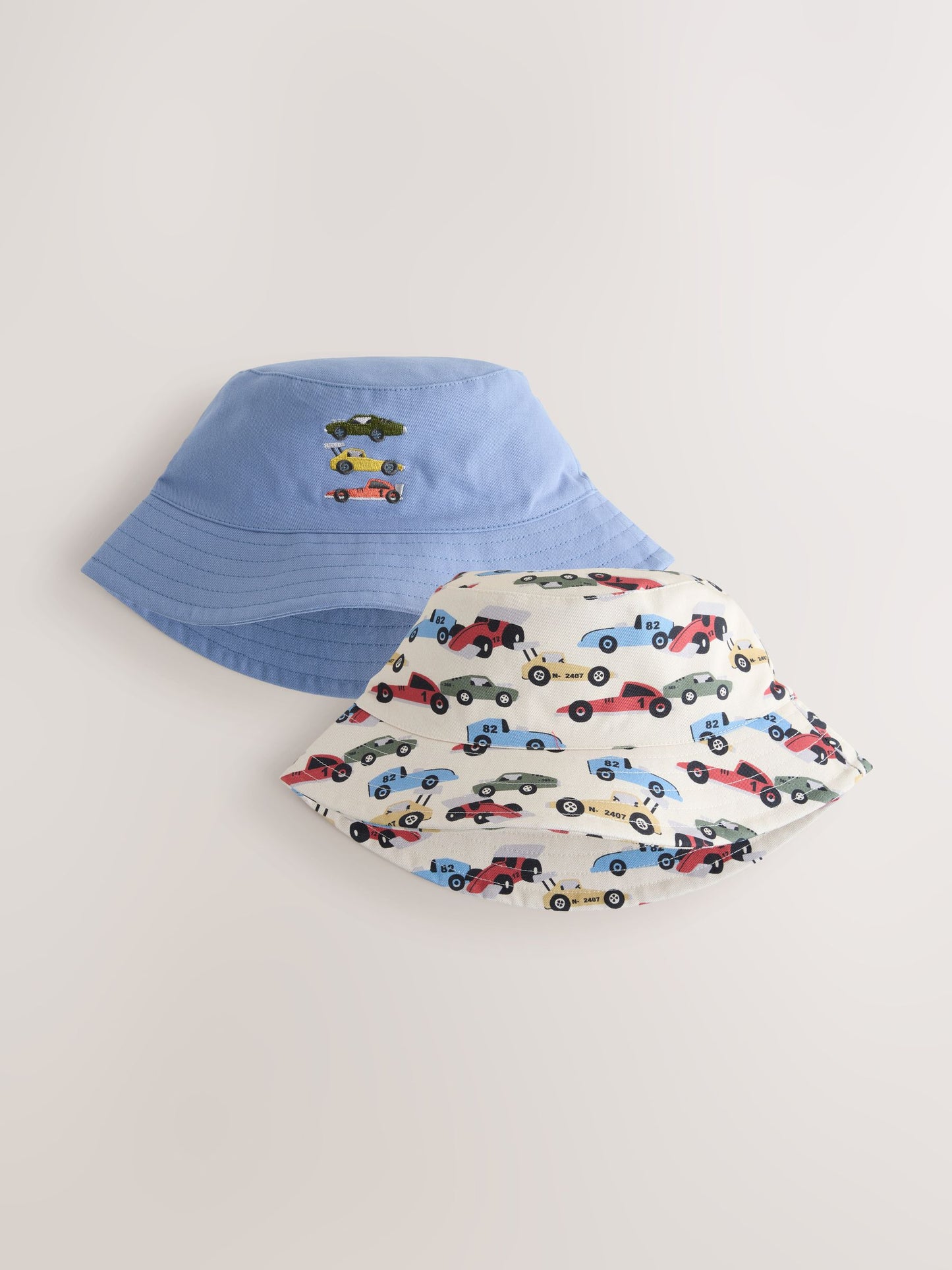 Cream/Blue Bucket Hats 2 Pack (3mths-13yrs) image 1
