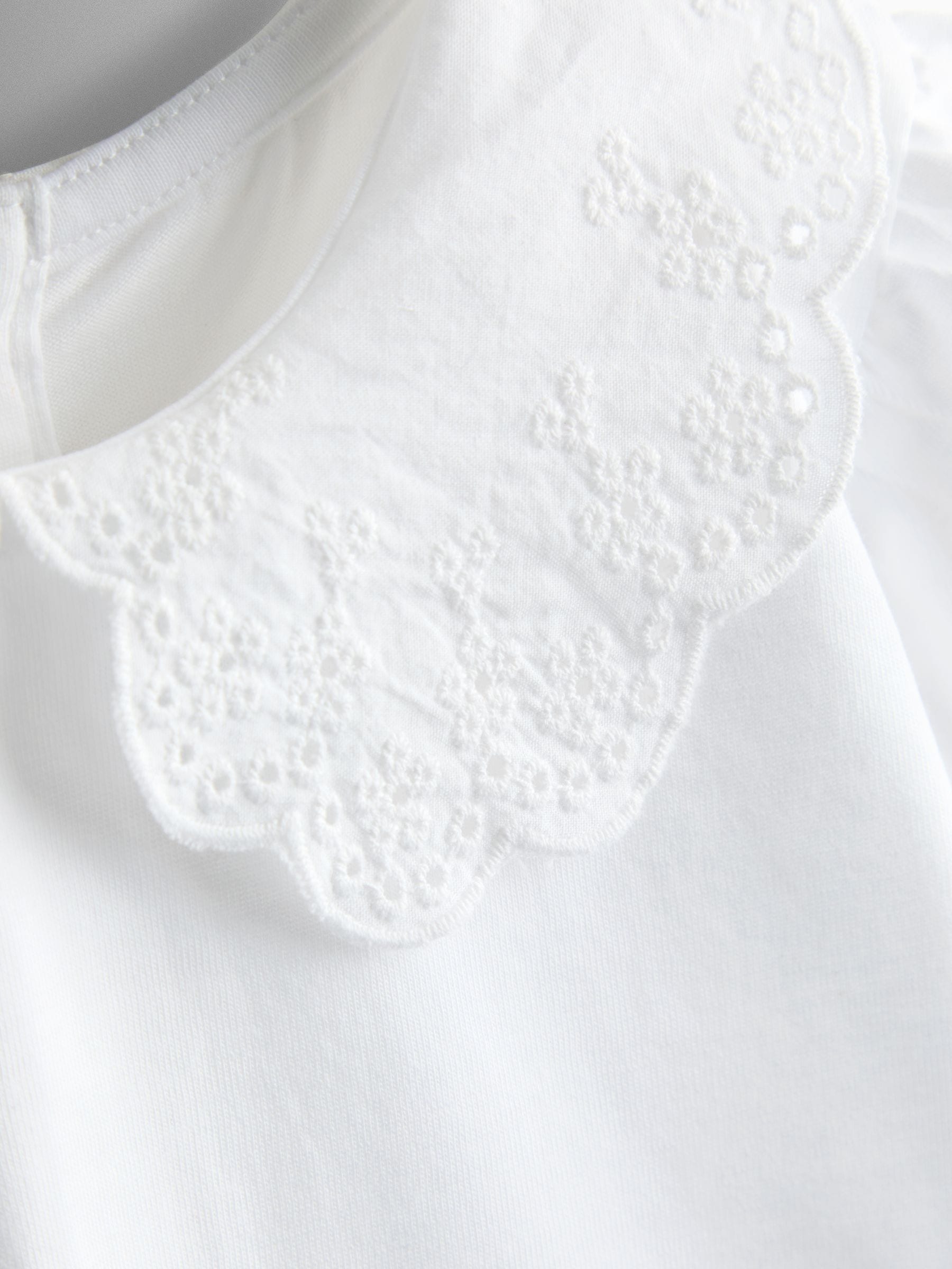 JoJo Maman Bébé White 3- Pack Broderie Collar T-shirt image 5