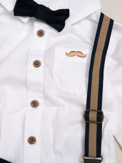 Little Gent Blue Corduroy Bow Tie Mock Shirt And Trousers With Braces Outfit Set image 3