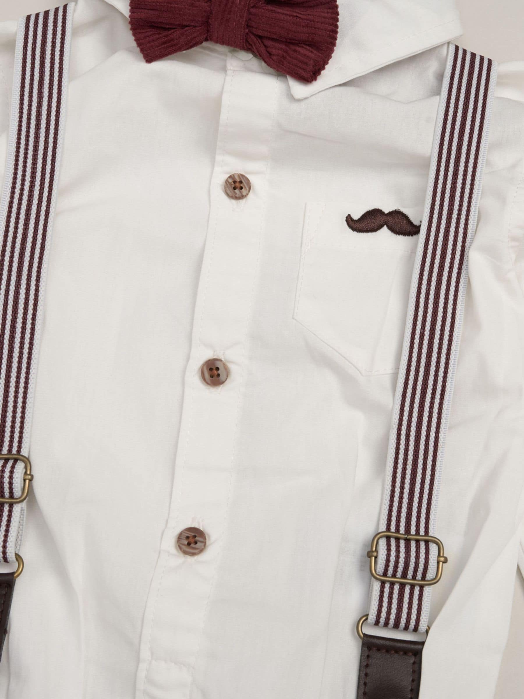 Little Gent Red Corduroy Bow Tie Mock Shirt And Trousers With Braces Outfit Set image 3