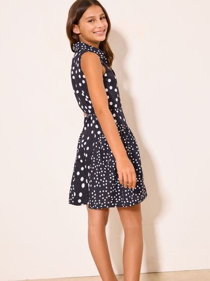 Dsiney Kidz - Lipsy Navy Blue Spot Shirt Dress (5-16yrs) image 4