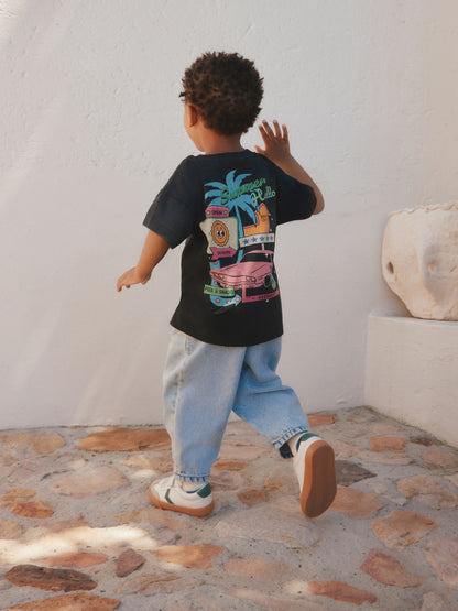 Black Retro Motel Oversized Short Sleeve Back Print T-Shirt (3mths-7yrs) image 4
