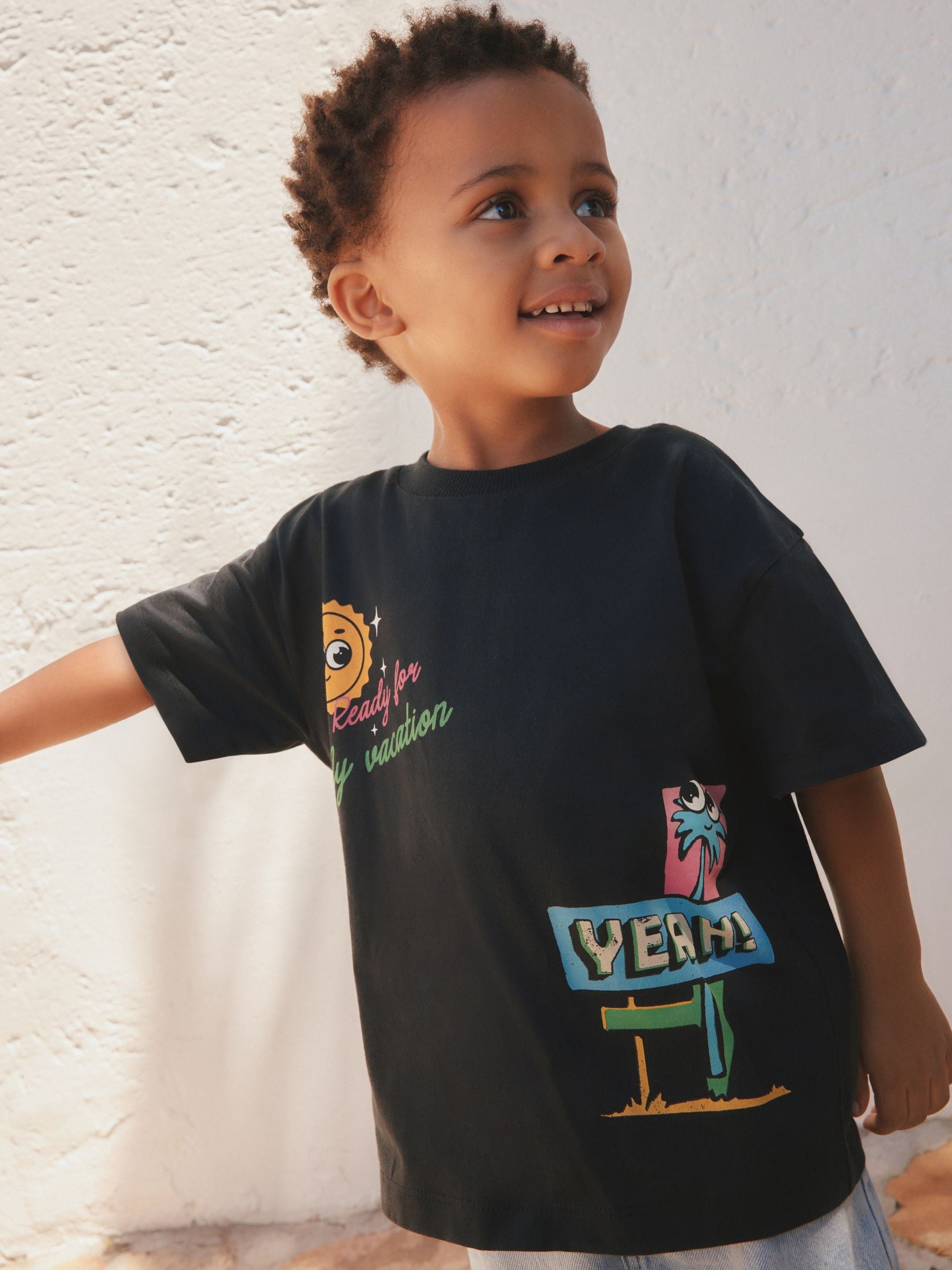 Black Retro Motel Oversized Short Sleeve Back Print T-Shirt (3mths-7yrs) image 5