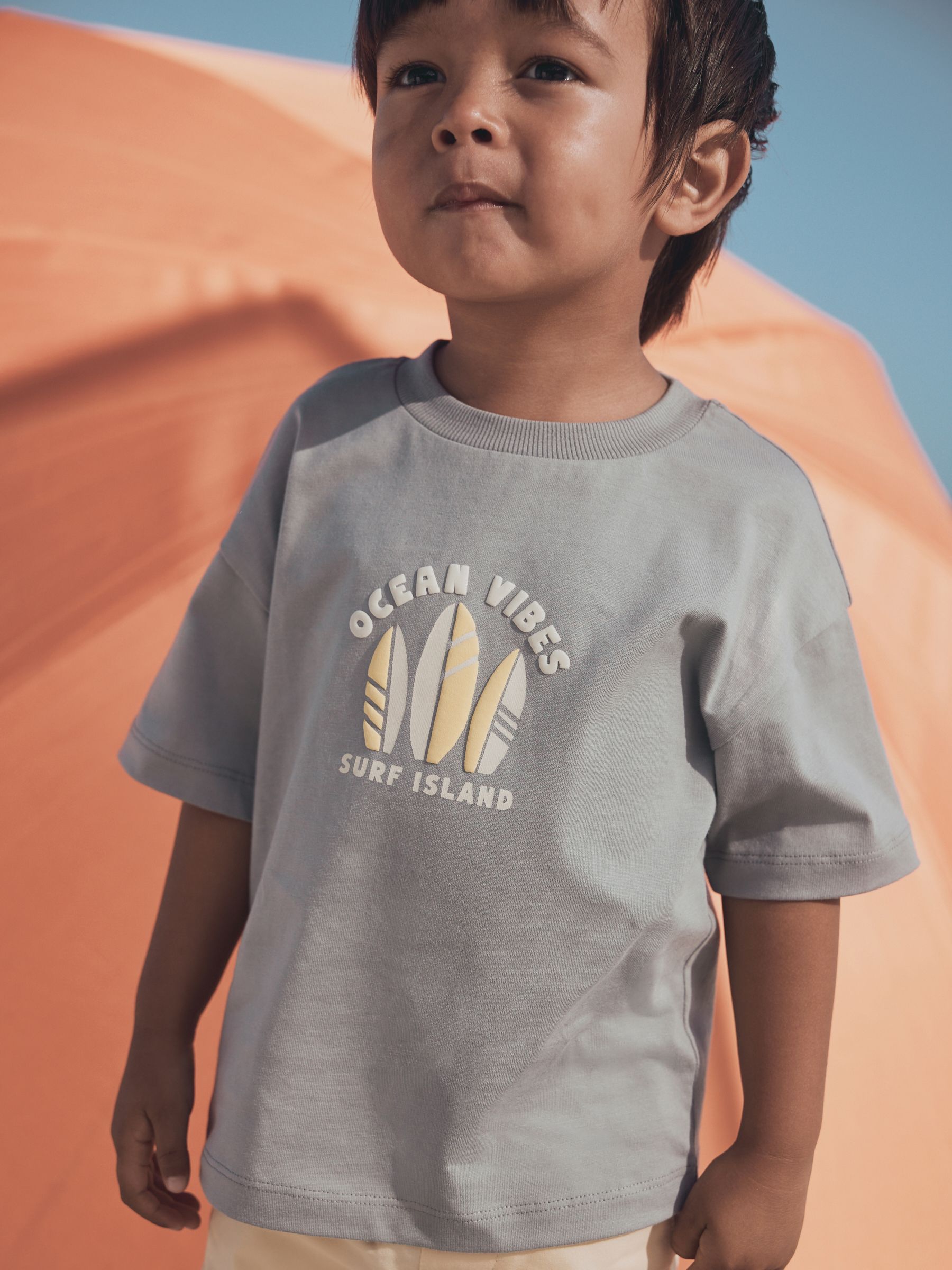 Grey Ocean Vibes Short Sleeve Graphic T-Shirt (3mths-7yrs) image 3