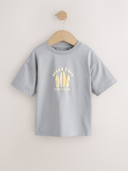 Grey Ocean Vibes Short Sleeve Graphic T-Shirt (3mths-7yrs) image 4