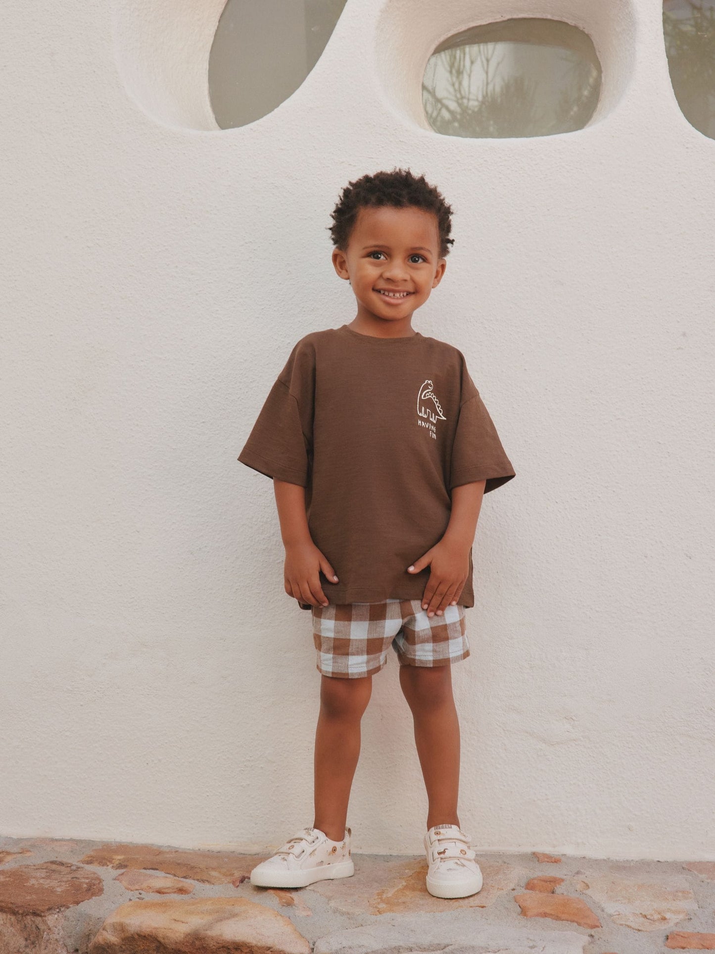 Chocolate Brown Dinosaur Club Oversized Short Sleeve Back Print T-Shirt (3mths-7yrs) image 3