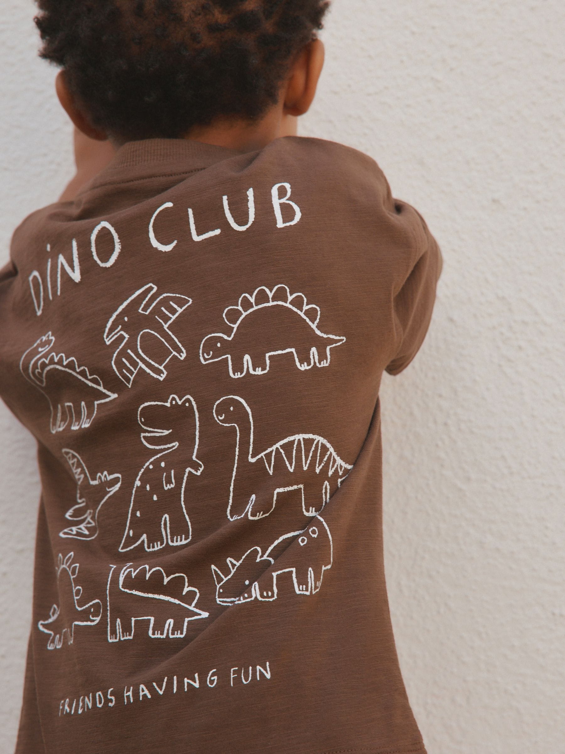 Chocolate Brown Dinosaur Club Oversized Short Sleeve Back Print T-Shirt (3mths-7yrs) image 4