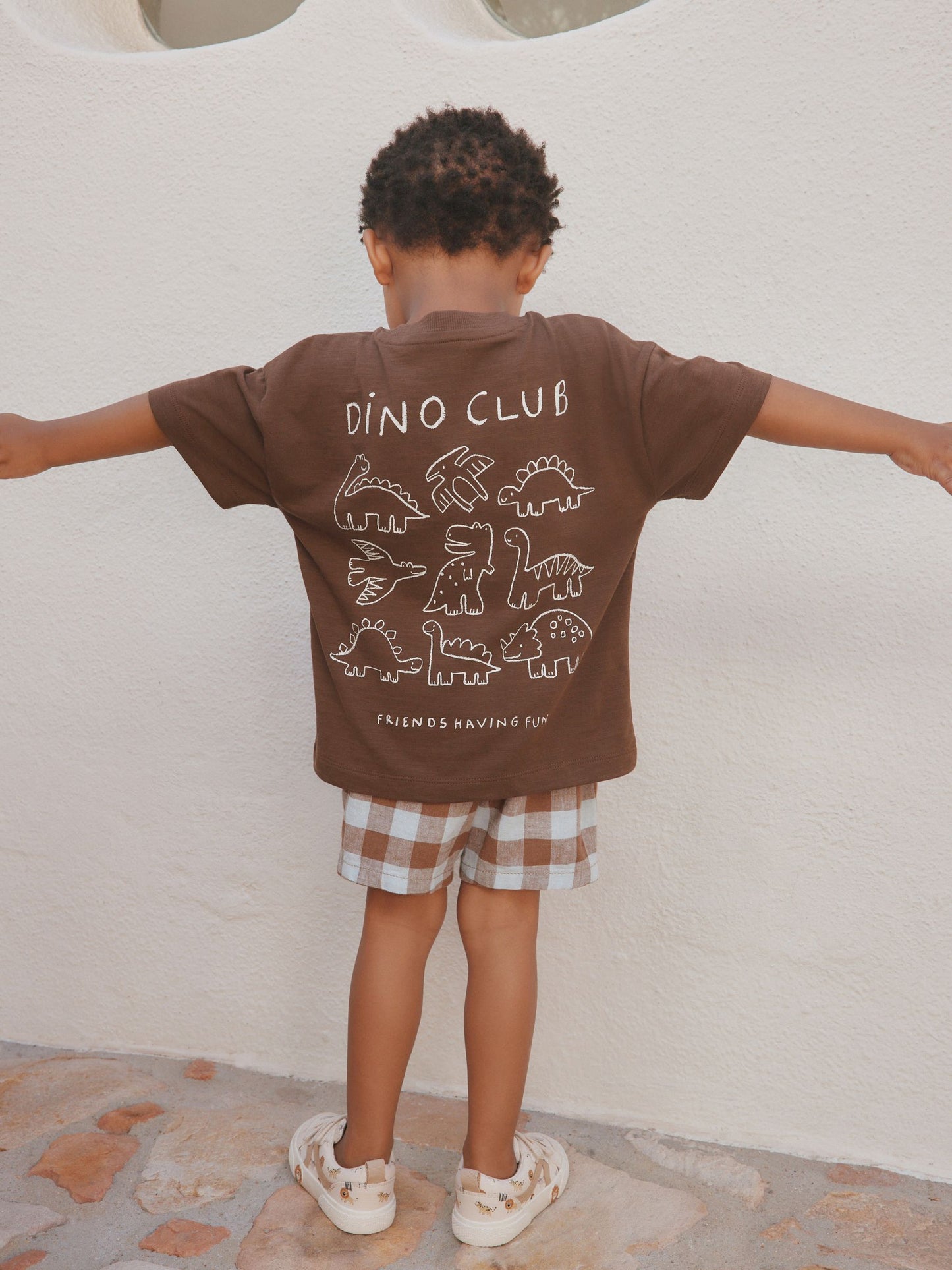 Chocolate Brown Dinosaur Club Oversized Short Sleeve Back Print T-Shirt (3mths-7yrs) image 5