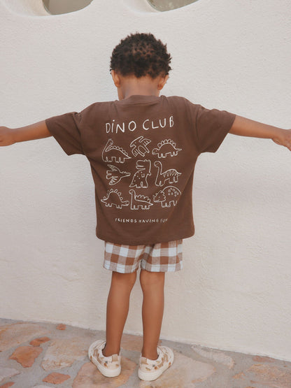 Chocolate Brown Dinosaur Club Oversized Short Sleeve Back Print T-Shirt (3mths-7yrs) image 5