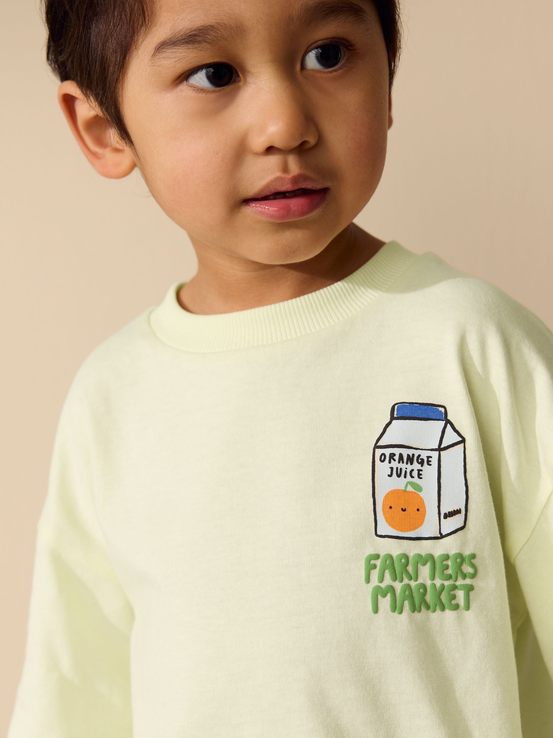 Light Yellow Farmers Market Oversized Short Sleeve Back Print T-Shirt (3mths-7yrs) image 5