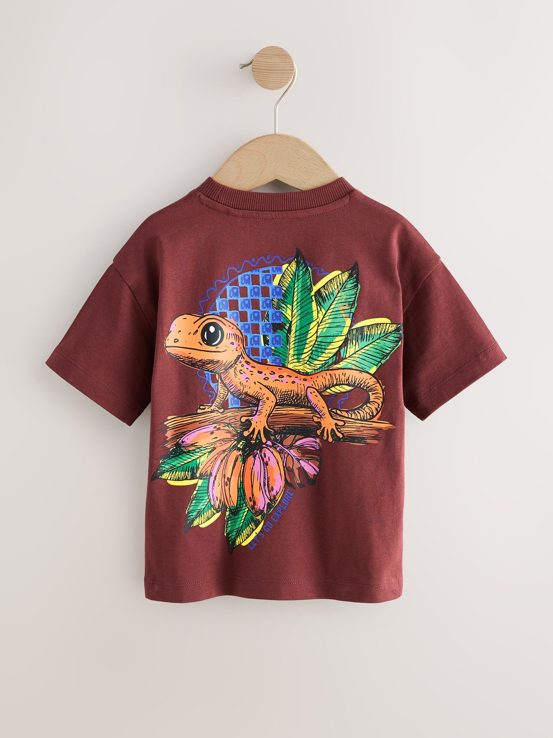 Burgundy Red Gecko Short Sleeve Back Print T-Shirt (3mths-7yrs) image 5