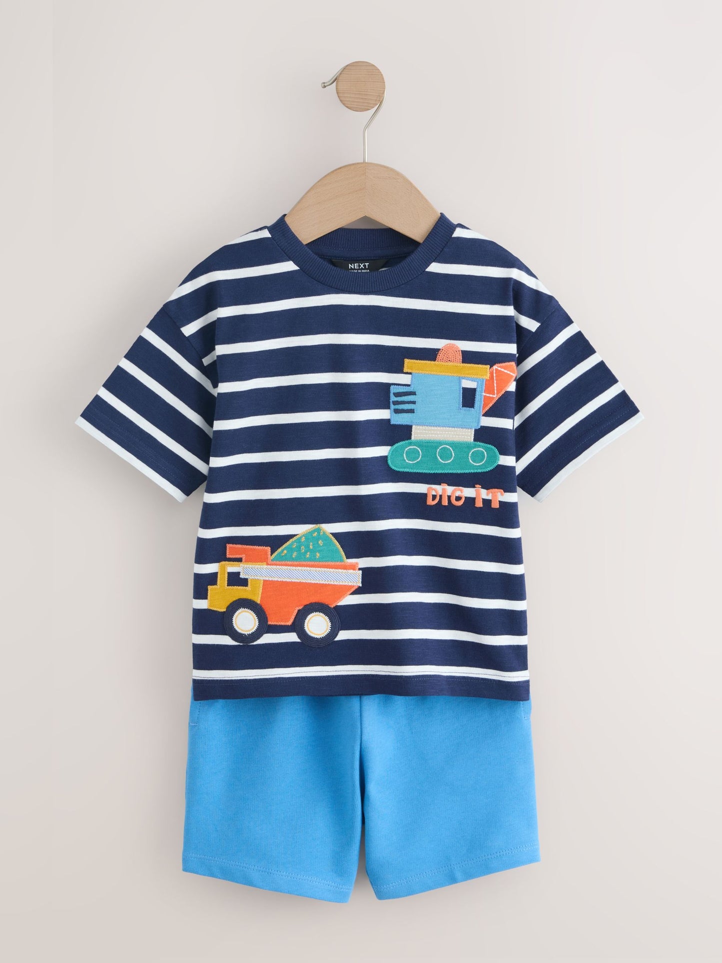 Blue/White Digger Short Sleeve T-Shirt and Shorts Set 2 Pack (3mths-7yrs) image 6