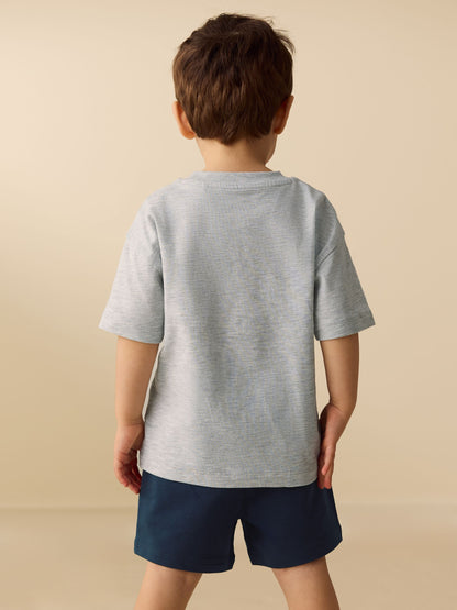 Grey Marl Digger Short Sleeve T-Shirt and Shorts Set (3mths-7yrs) image 3