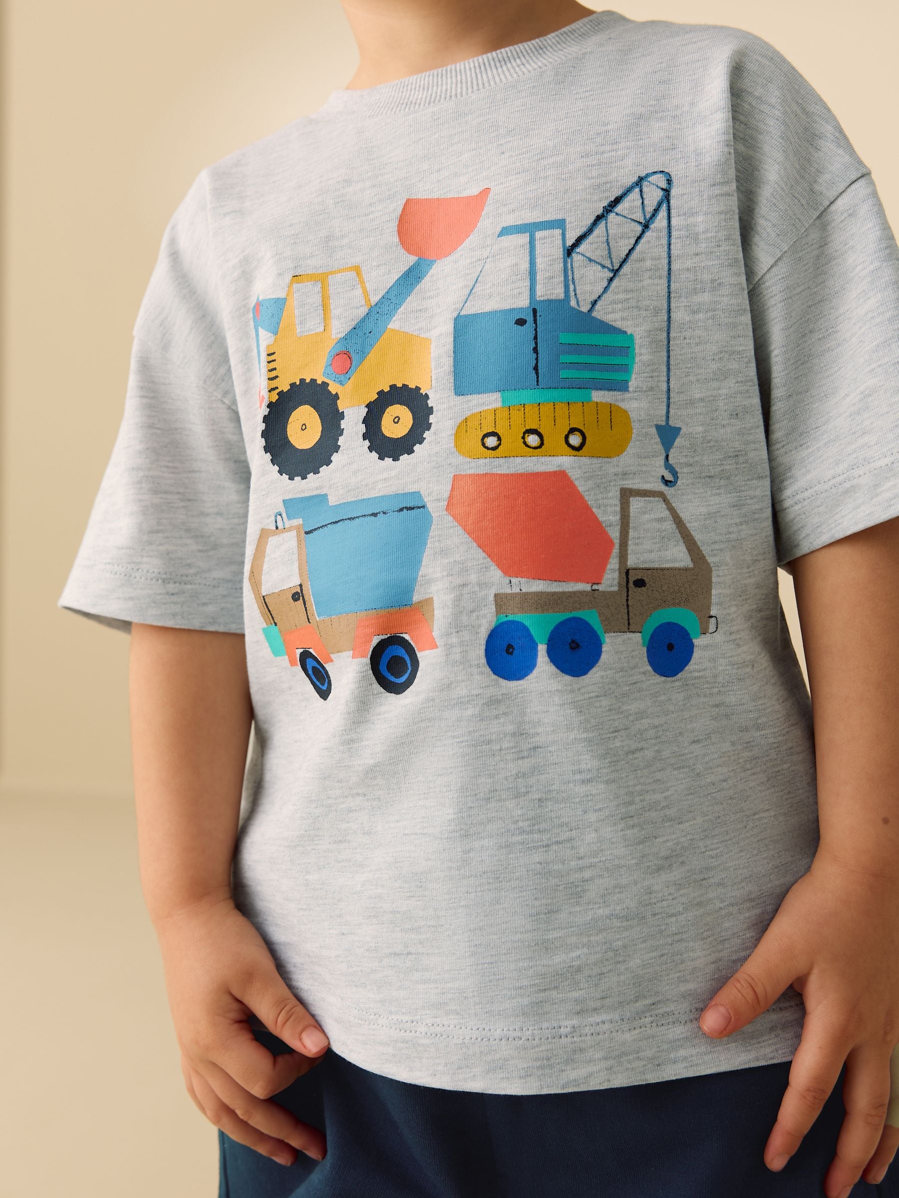Grey Marl Digger Short Sleeve T-Shirt and Shorts Set (3mths-7yrs) image 4