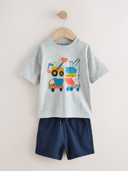Grey Marl Digger Short Sleeve T-Shirt and Shorts Set (3mths-7yrs) image 5