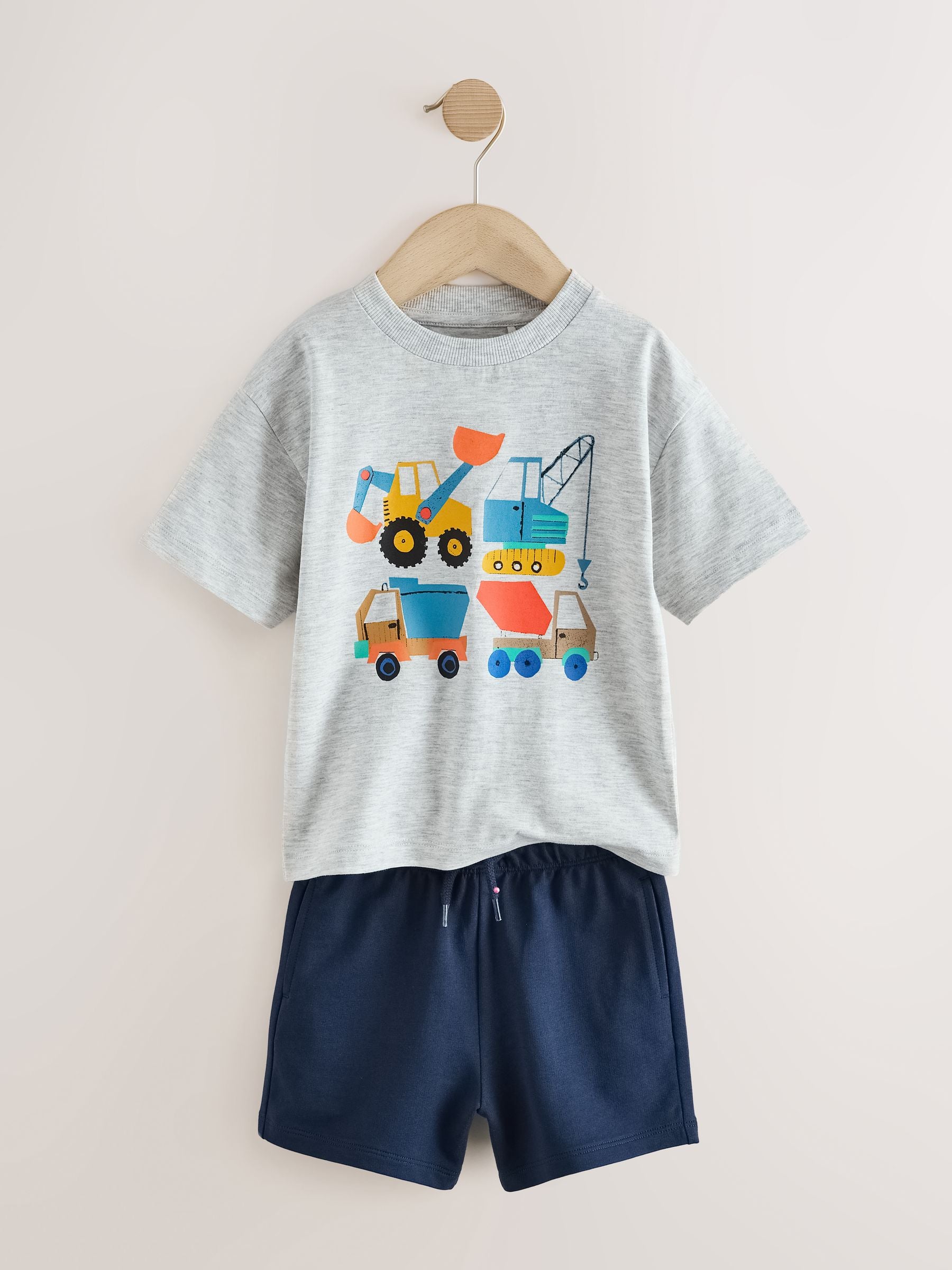 Grey Marl Digger Short Sleeve T-Shirt and Shorts Set (3mths-7yrs) image 6