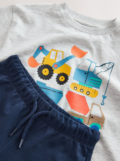 Grey Marl Digger Short Sleeve T-Shirt and Shorts Set (3mths-7yrs) image 9