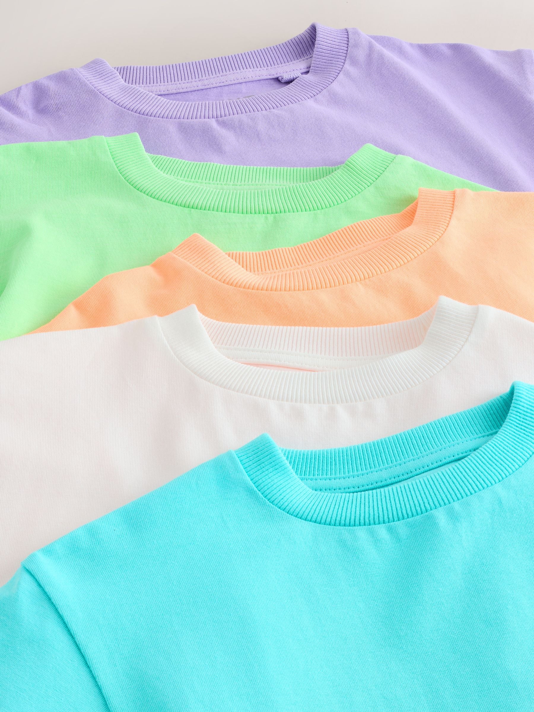 White/Blue/Orange/Green/Purple Acid Wash Relaxed Fit Short Sleeve T-Shirts 5 Pack (3mths-7yrs) image 9