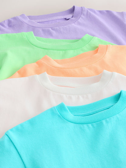 White/Blue/Orange/Green/Purple Acid Wash Relaxed Fit Short Sleeve T-Shirts 5 Pack (3mths-7yrs) image 9