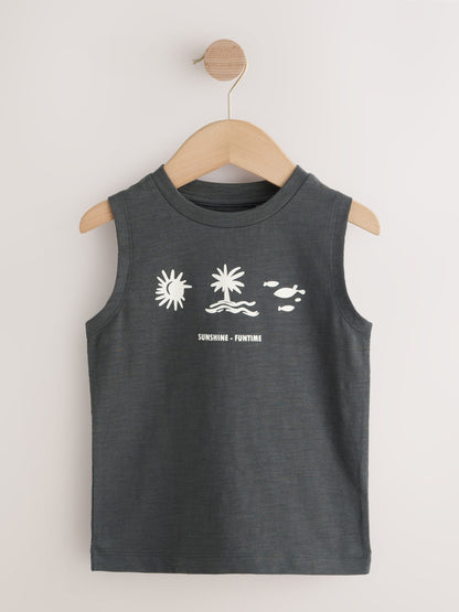 Black Palm Trees Graphic Vests 3 Pack (3mths-7yrs) image 5