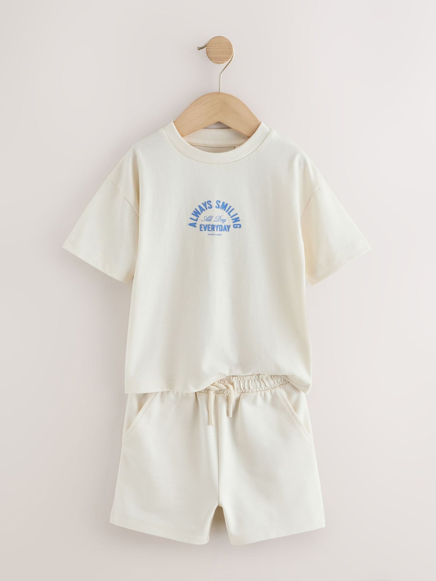 Green/Grey/Ecru Slogan Short Sleeve T-Shirt and Shorts Set 3 Pack (3mths-7yrs) image 3