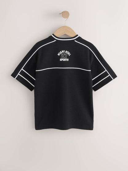 Dsiney Kidz - Black/White Varsity Short Sleeve T-Shirt (3-16yrs) image 2