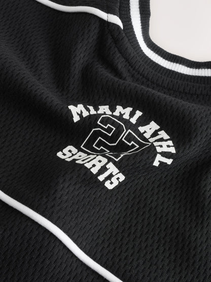 Dsiney Kidz - Black/White Varsity Short Sleeve T-Shirt (3-16yrs) image 4